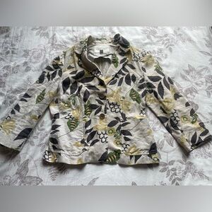 Banana Republic Y2K Linen Floral Blazer 8 Safari Goblincore Fairy Cottagecore